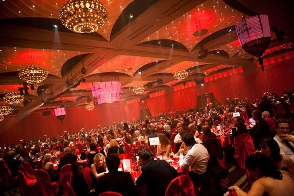 Guests fill the Crown Palladium ballroom for Fight Cancer Foundation's annual Red Ball gala event.