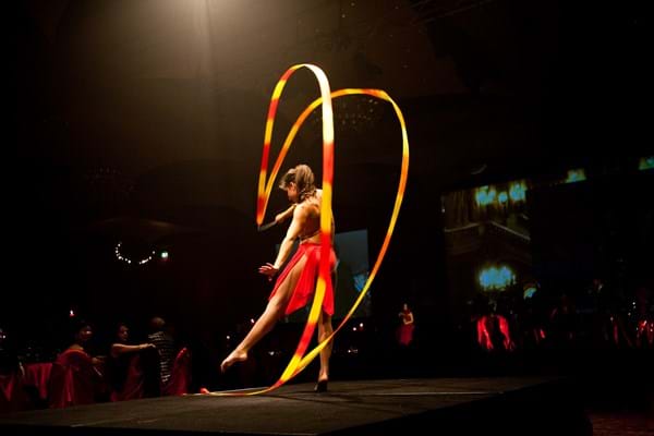 Rhythmic gymnastics performance captivates guests at Fight Cancer Foundation's Red Ball Melbourne.