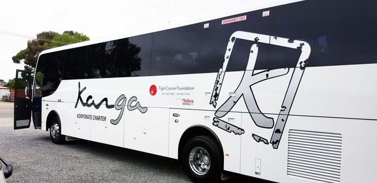 Kanga Coachlines join the fight against cancer promoting Fight Cancer Foundation on their buses