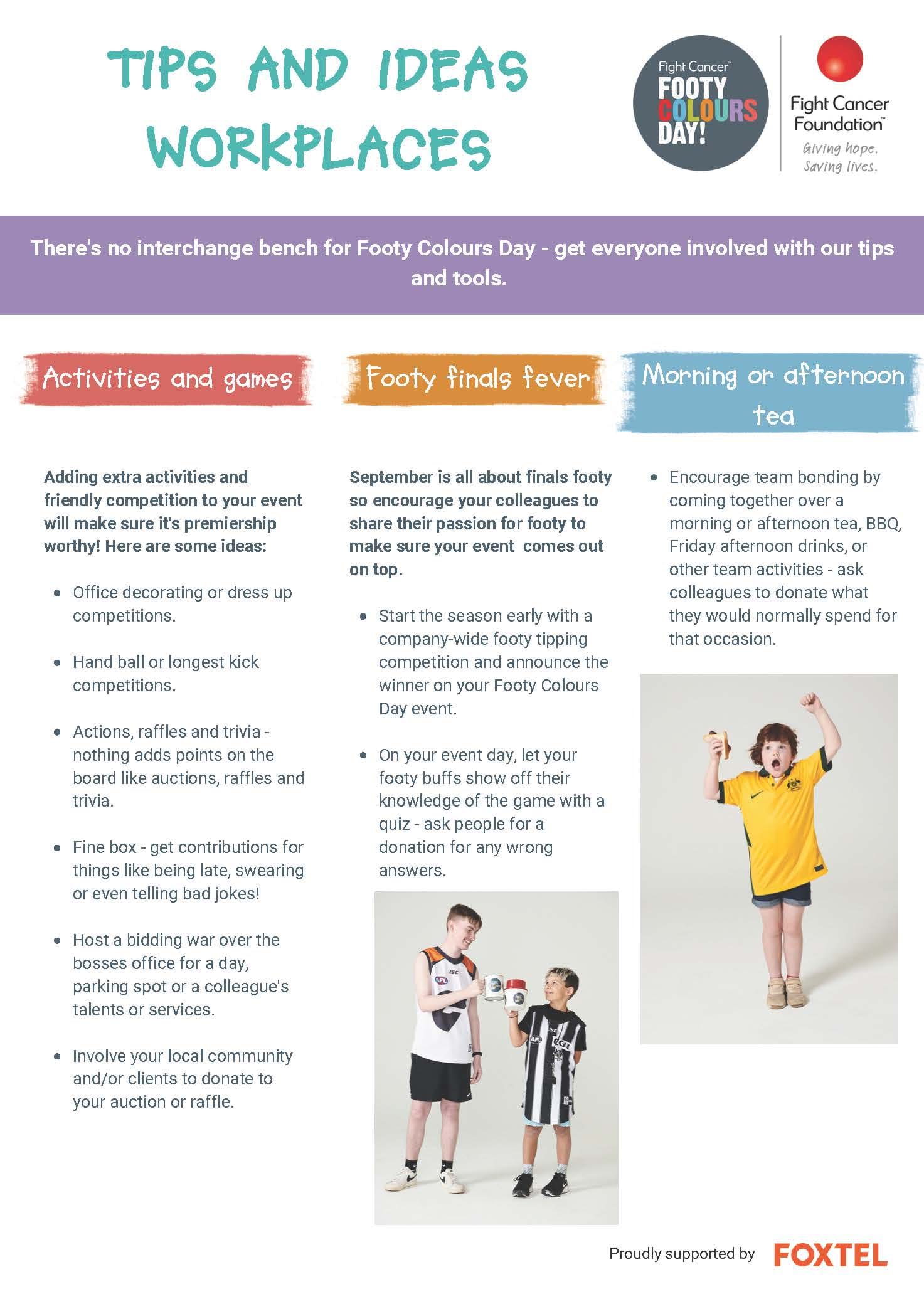 Fundraising Tips & Ideas Workplace Footy Colours Day — free download